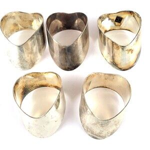 Lot of 5 Vintage Silverplated Napkin Rings.